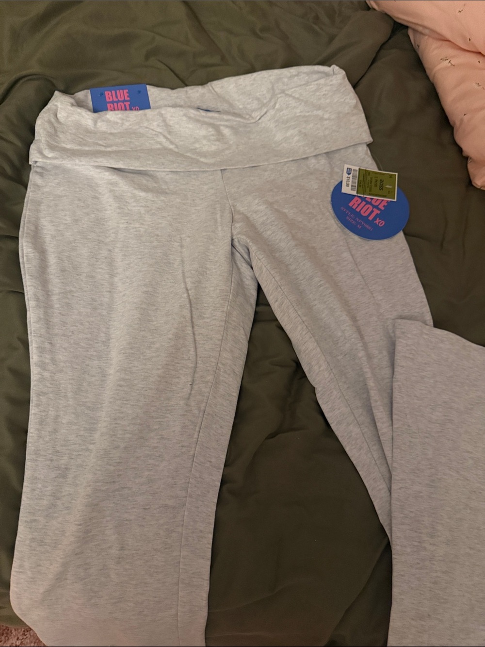 Light Gray Fold-Over Waist Leggings